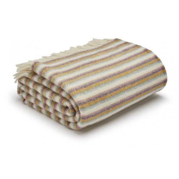 Pure New Wool Throw in Narrow Rainbow Stripe