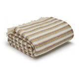 Pure New Wool Throw in Narrow Rainbow Stripe