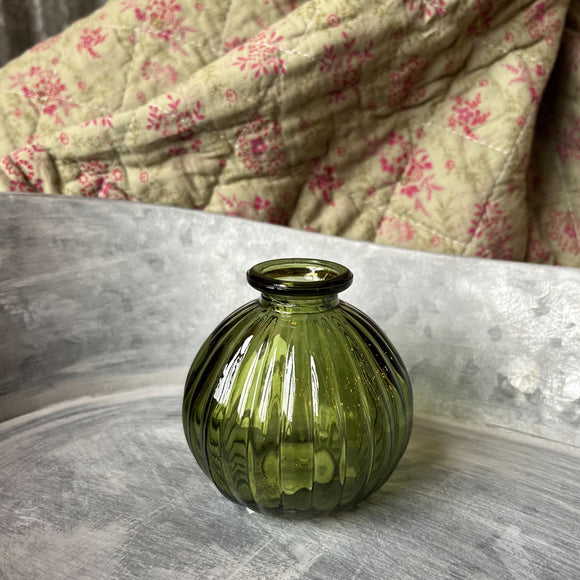 Round Glass Bottle Moss Green