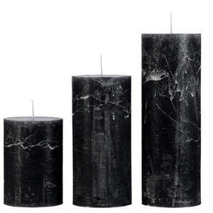 Slim Rustic Pillar Candles in Black