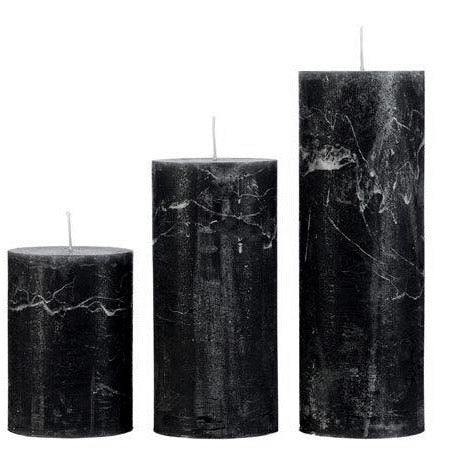 Slim Rustic Pillar Candles in Black