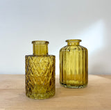 Yellow Ribbed Glass Bottle
