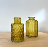 Mini Ribbed Glass Bottle -Antique Yellow