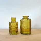 Yellow Ribbed Glass Bottle