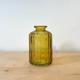 Yellow Ribbed Glass Bottle