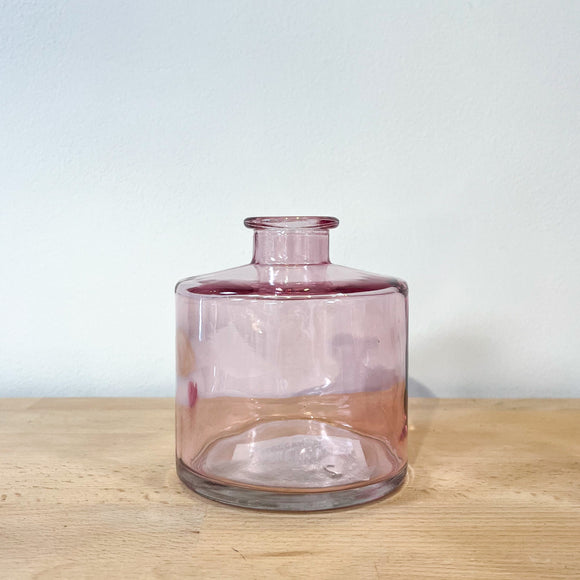 Wide Glass Bottle -Dusky Pink