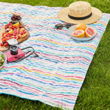 Quilted Picnic Rug in Rainbow Stripe