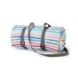 Quilted Picnic Rug in Rainbow Stripe